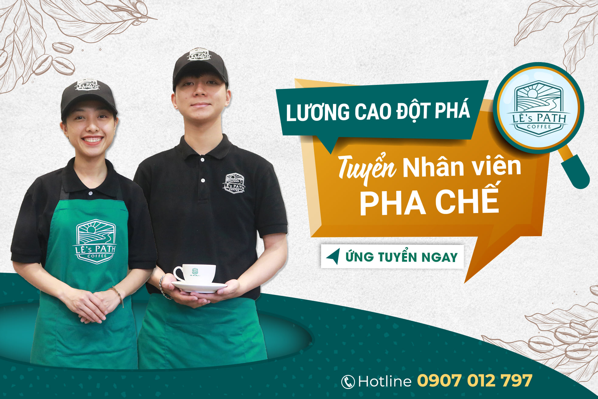 Tuyển nhân viên pha chế cho Lê’s Path Coffee Sơn Tiên